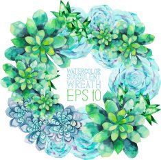 Watercolor succulent wreath