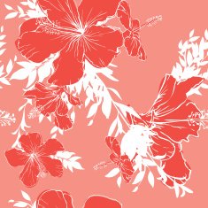 Hibiscus tropical flower - seamless pattern
