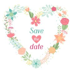 Wedding invitation card with pretty stylized flowers N6