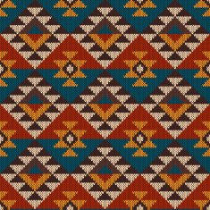 Traditional Tribal Aztec seamless pattern on the wool knitted texture N5