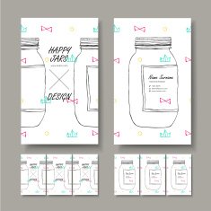 vector business card design of hand drawn jar