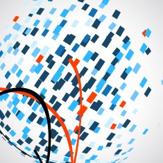 abstract blue check with red line pattern technology background