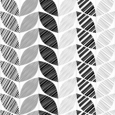 Monochrome seamless pattern of abstract leaves N10