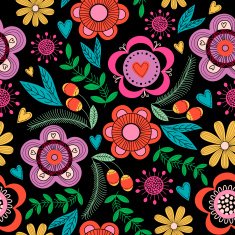 Seamless floral pattern on black background N3