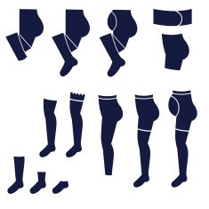 Different types of women's socks tights and stockings