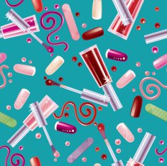 Various Cosmetics Pattern Blue background