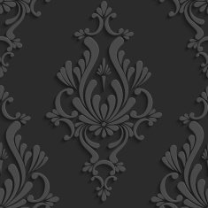 Black 3d Floral Damask Seamless Pattern N2