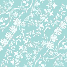 abstract white floral pattern with blue background