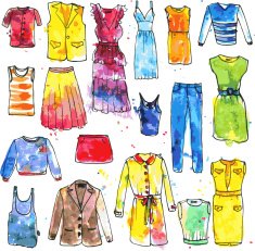 watercolor drawing women's dresses