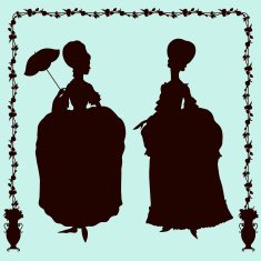 Women in rococo style costumes