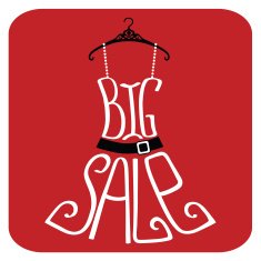 Silhouette of dress from words Big sale