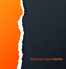 Orange torn paper with drop shadows on dark background