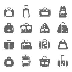 Luggage icons set N2