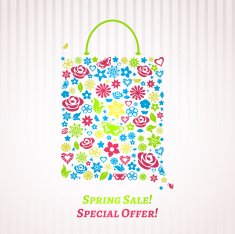 Shopping bag for Spring Sale multicolored on white