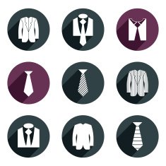 Man business clothes vector icons set
