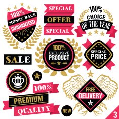 Premium quality stickers badges labels and ribbons Set 3