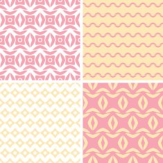 Four tribal pink and yellow abstract geometric patterns backgrounds