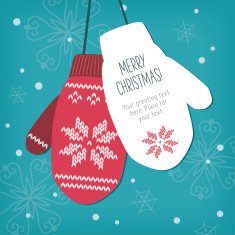 Christmas card with mittens