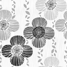 Monochrome seamless pattern with poppies Hand-drawn floral background N4