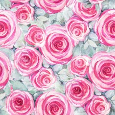 Seamless pattern with decorative watercolor roses
