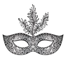 Vector ornate floral Venetian carnival mask with feathers N3