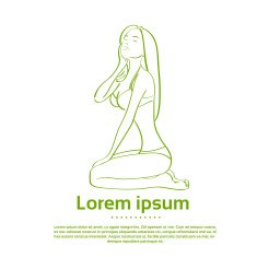 Woman Body Logo Icon Green Beauty Spa Silhouette Vector