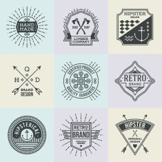 Assorted retro design insignias logotypes set 7 Vector vintage elements
