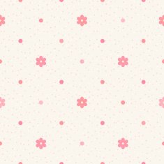 Small pink flowers and dots on beige background
