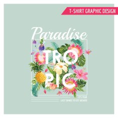 Tropical Flowers Graphic Design - for t-shirt fashion prints N10