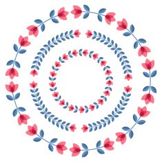 Set of design elements - round floral frames N15