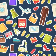 Many object purchased in the shop abstract pattern