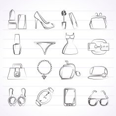 Female Fashion objects and accessories icons N5