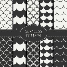 Set of seamless marine geometric line pattern Collection Packaging paper
