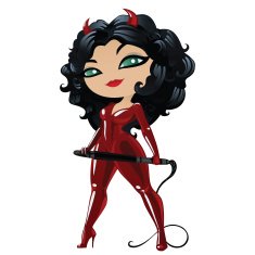 Sexy blackhead girl devil with a whip in the hands