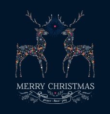 Christmas reindeer vintage greeting card