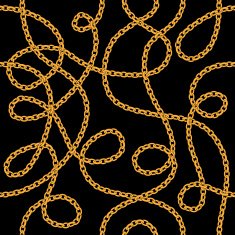 Golden chains on black background seamless pattern