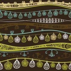 Seamless pattern with decorated waves ornament