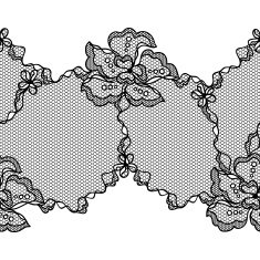 Lace fabric seamless border with abstract flowers N3