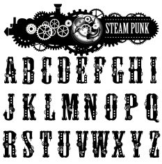 Steampunk Font illustration