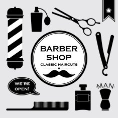 Barber shop vintage symbols set N2