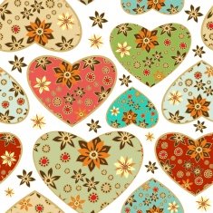 Seamless floral vector pattern with hearts