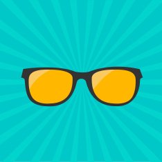 Glasses with yellow lens Sunburst background