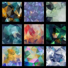 Abstract Triangle Geometrical Multicolored Background SET of 9 patterns