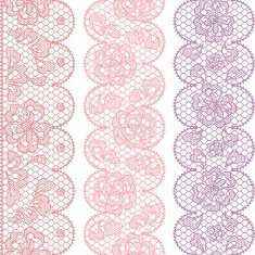 Lace fabric seamless borders with abstract flowers N2