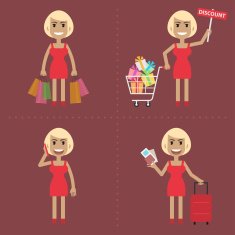 Blonde girl in various poses concepts