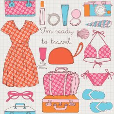 Seamless pattern Women's things for traveling