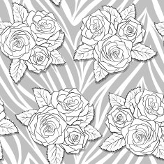 beautiful bouquets of roses on animal abstract print Seamless pattern