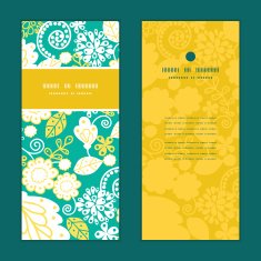 Vector emerald flowerals vertical frame pattern invitation greeting cards set N3