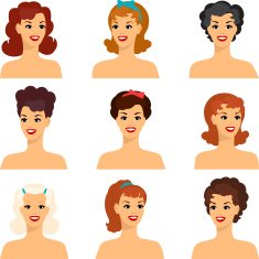Collection of portraits beautiful pin up girls 1950s style