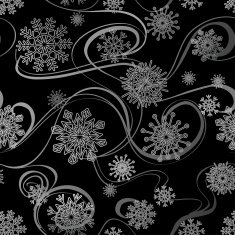 Whirl of snowflakes seamless pattern